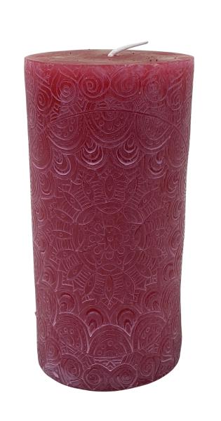 Stumpenkerze mit Mandala Gravur 7x14cm - 2 Farben -